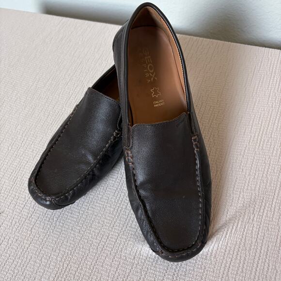 Geox Respira Brown Leather Loafers Size 43 EU / 10 US Preppy Old Money U7207K - Picture 1 of 11